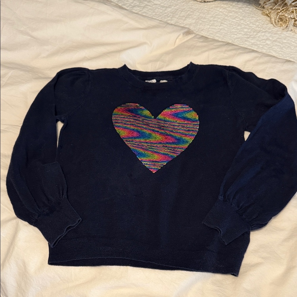 GAP Navy Sweater with Flippy Sequin  Heart
